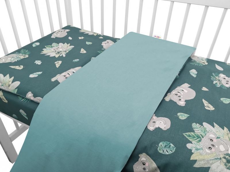 Baby Nellys 2-dílné bavlněné povlečení, Tropical Koala - zelená - 120x90 - obrázek 1
