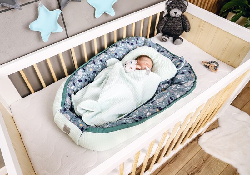 Baby Nellys Sada komplet oboustr. hnízdečko Vafel, 60 x 90 cm - Svět lesa, mátová, zelená - obrázek 3