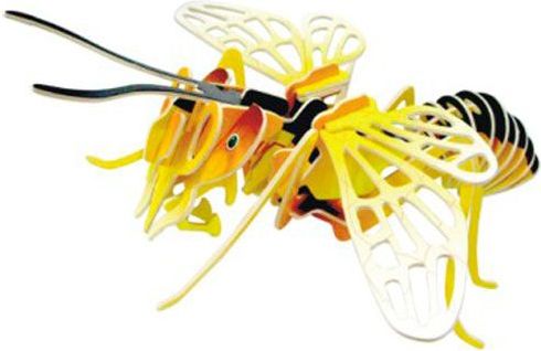 Woodcraft construction kit Woodcraft Dřevěné 3D puzzle barevná včela - obrázek 1
