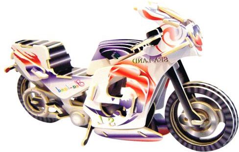 Woodcraft construction kit Woodcraft Dřevěné 3D puzzle závodní motorka barevná - obrázek 1