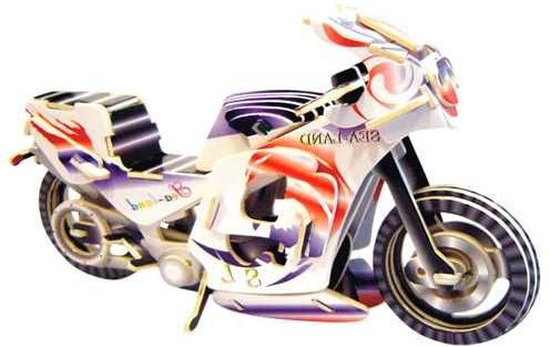 Woodcraft construction kit Woodcraft Dřevěné 3D puzzle závodní motorka barevná - obrázek 2