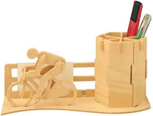 Woodcraft construction kit Woodcraft Dřevěné 3D puzzle stojánek na tužky cyklista - obrázek 3