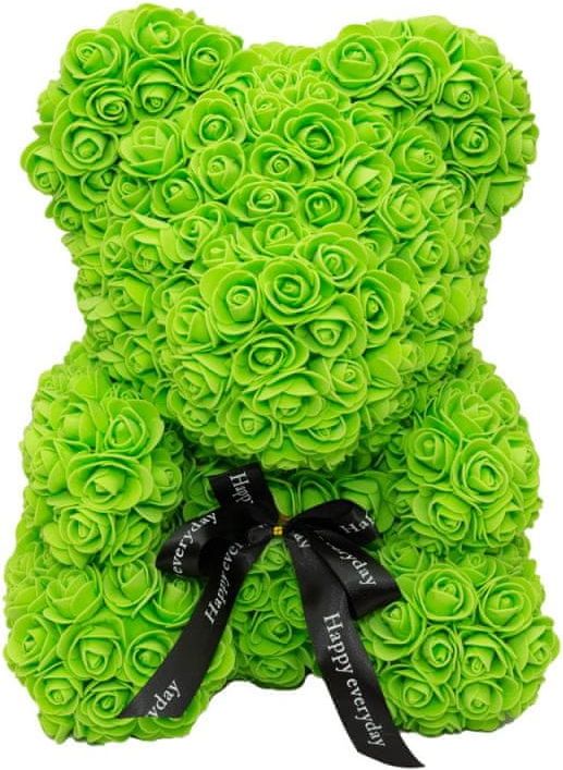 Medvídek z umělých růží 40 cm - zelený X00178 - obrázek 1