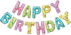 GoDan Fóliový balón nápis "HAPPY BIRTHDAY" - party - 4 m na vzduch - obrázek 1