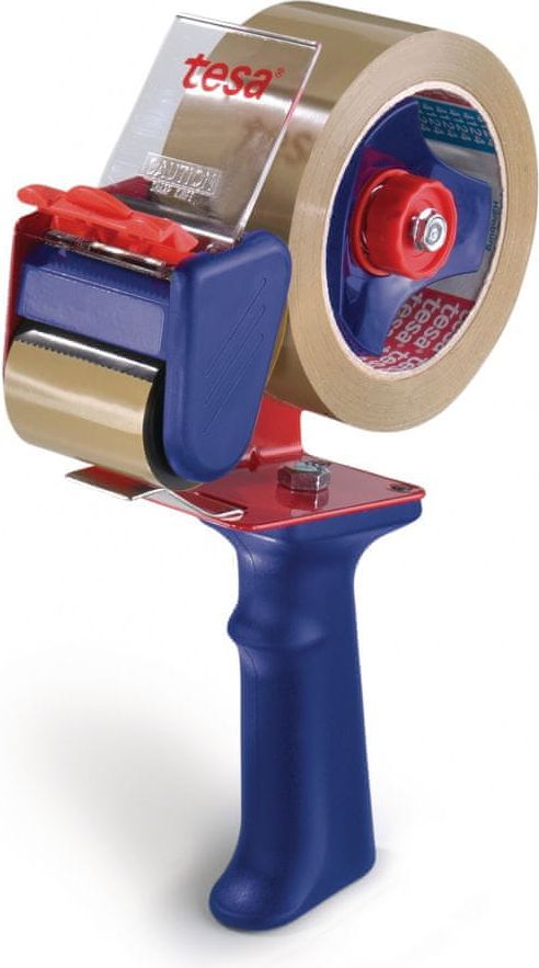 Tesa Ruční odvíječ balící pásky ECONOMY, červeno-modrý, pro rozměr pásky 66m x 50mm - obrázek 1