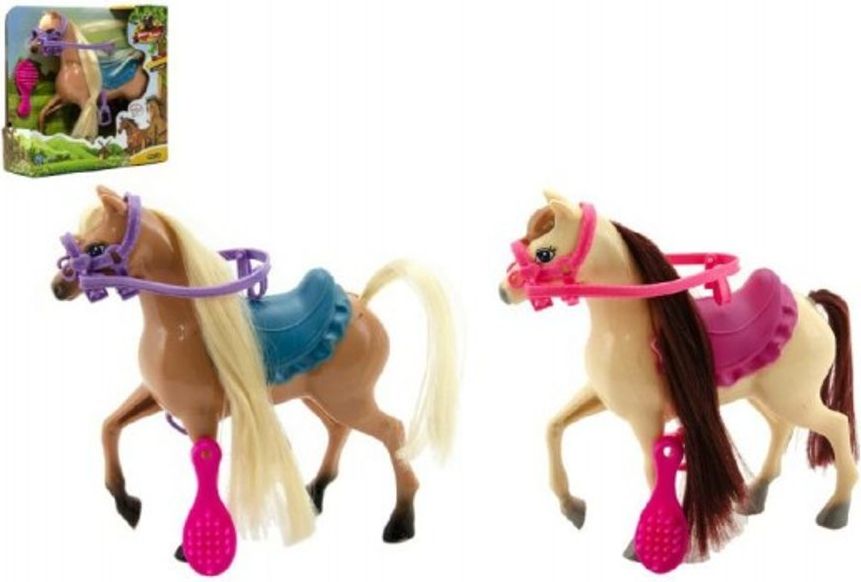 Teddies Kůň s doplňky plast 16cm asst 2 barvy v krabici 17x17x5cm - obrázek 1