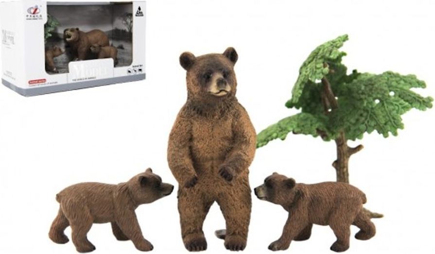 Teddies Zvířátka safari ZOO 10cm sada plast 4ks medvěd 2 druhy v krabičce 22x13x9,5cm - obrázek 1