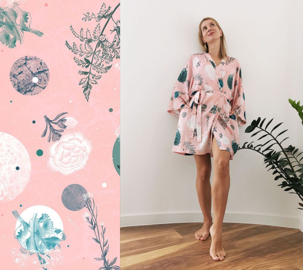Bambusový župan - Lullalove BOHO modro šedá - obrázek 2