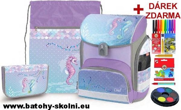 Školní aktovka Mořští koníci Coral 3 dílný set Stil - obrázek 1