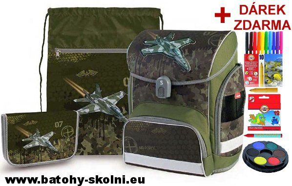 Školní aktovka Stíhačka Air Force 3 dílný set Stil - obrázek 1