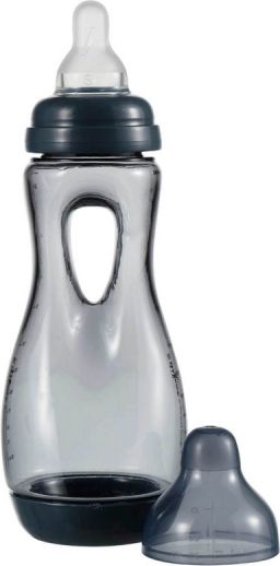 Difrax Lehce uchopitelná dětská lahvička , antikolik, modrošedá, 240ml - obrázek 1