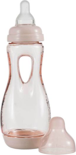 Difrax Lehce uchopitelná dětská lahvička , antikolik, světle růžová, 240ml - obrázek 1