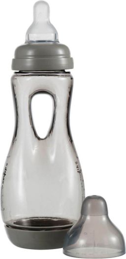 Difrax Lehce uchopitelná dětská lahvička , antikolik, šedá, 240ml - obrázek 1