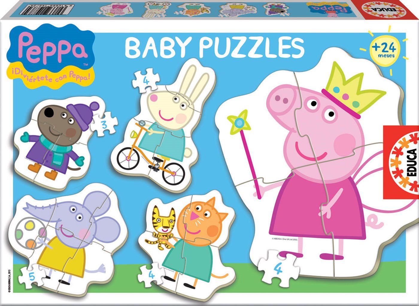EDUCA Baby puzzle Prasátko Peppa 5v1 (3-5 dílků) - obrázek 1