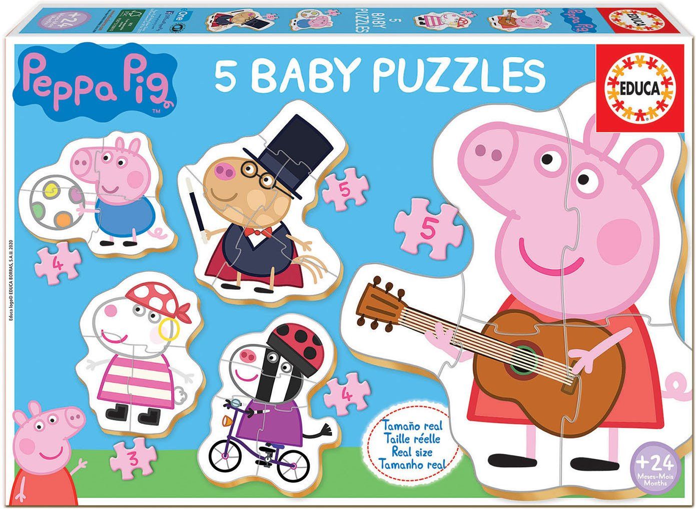 EDUCA Baby puzzle Prasátko Peppa 2, 5v1 (3-5 dílků) - obrázek 1