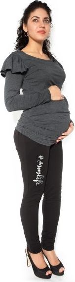 Těhotenské tepláky,kalhoty MOM life - černé - XL - XL (42) - obrázek 1