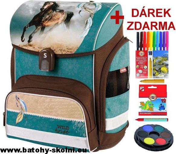 Školní aktovka Kůň Wild Horse + dárek a doprava Zdarma - obrázek 1
