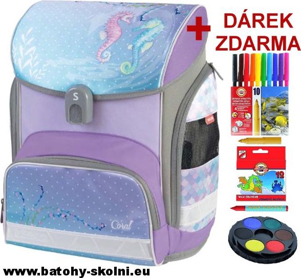Školní aktovka Mořští koníci Coral+ dárek a doprava Zdarma - obrázek 1