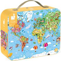 Janod Puzzle Mapa světa v kufříku - obrázek 1