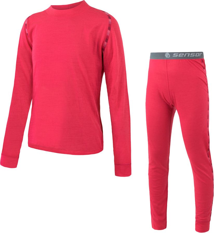 SENSOR MERINO AIR set dětský triko dl.rukáv + spodky MAGENTA velikost: 90 - obrázek 1