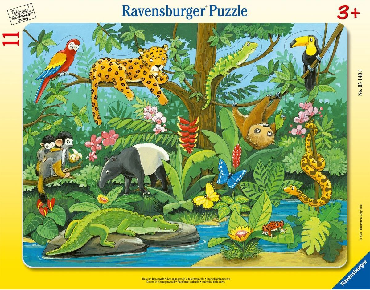 Ravensburger Puzzle Zvířata v deštném pralese 11 dílků - obrázek 1