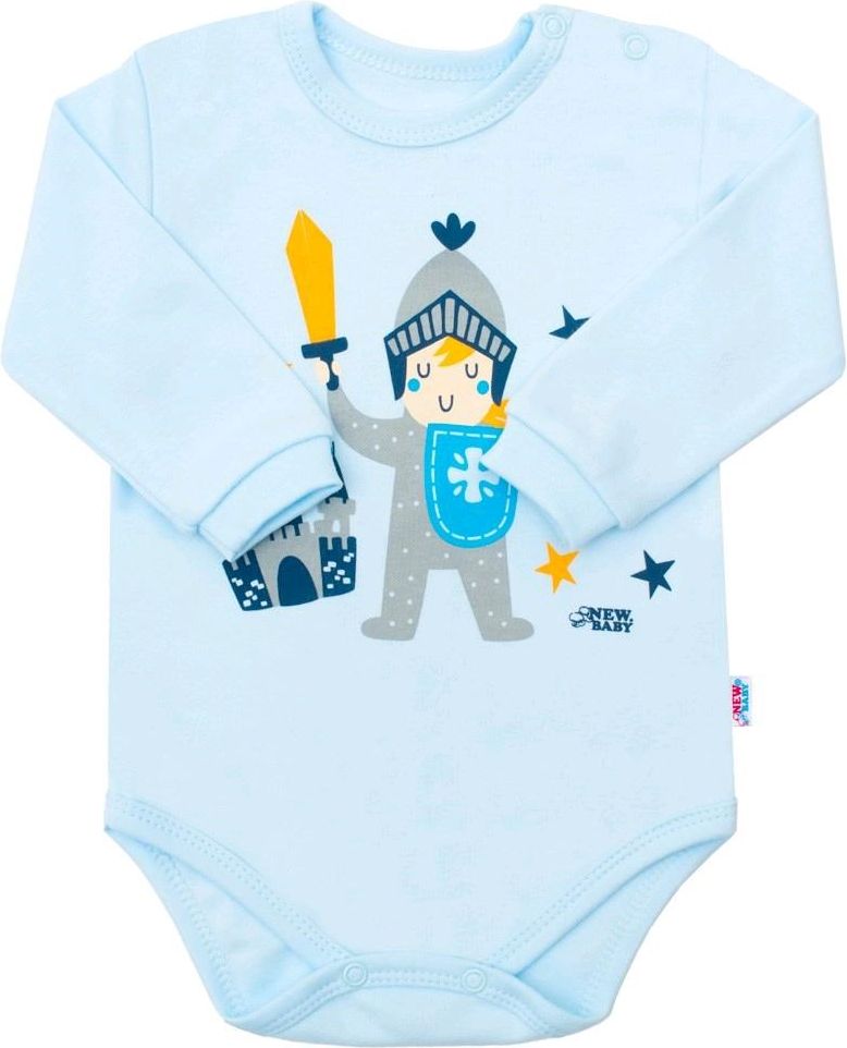 NEW BABY Kojenecké bavlněné body s dlouhým rukávem New Baby Knight Modrá 86 (12-18m) - obrázek 1