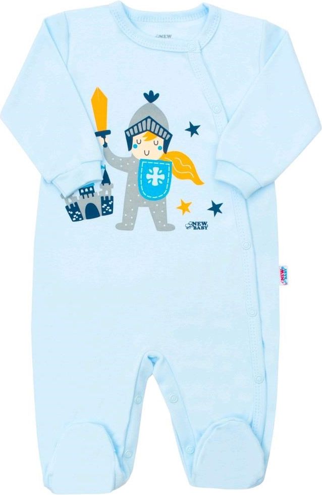 NEW BABY Kojenecký bavlněný overal s bočním zapínáním New Baby Knight Modrá 80 (9-12m) - obrázek 1