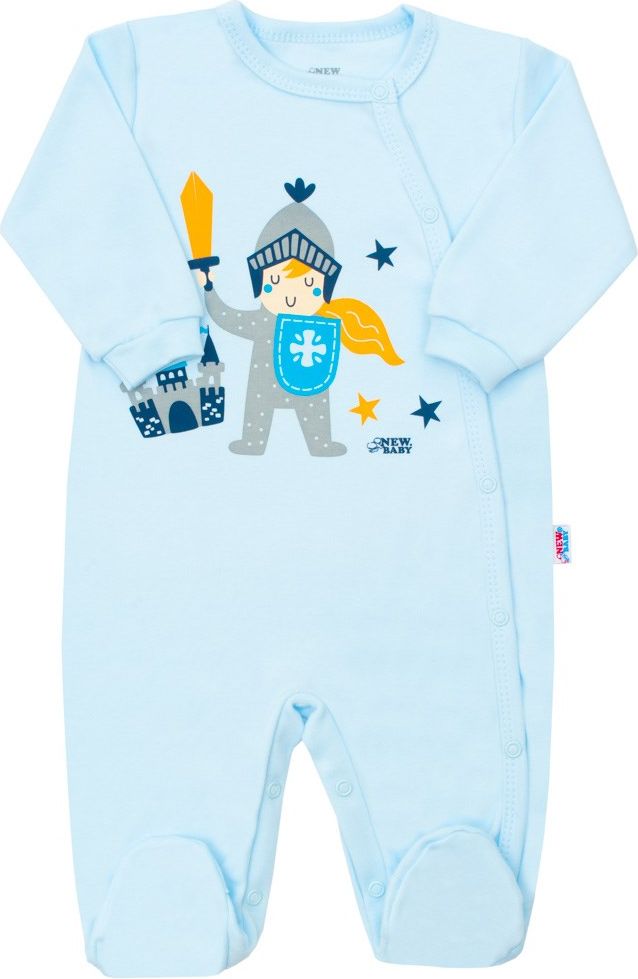 NEW BABY Kojenecký bavlněný overal s bočním zapínáním New Baby Knight Modrá 56 (0-3m) - obrázek 1