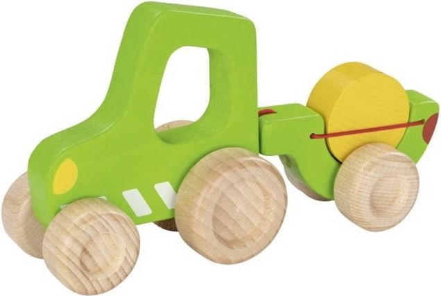 Auto - Traktor s vlečkou menší dřevěný (Goki) - obrázek 1
