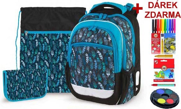 Školní batoh Peříčka India Blue 3 dílný set Stil - Doprava a dárek Zdarma - obrázek 1