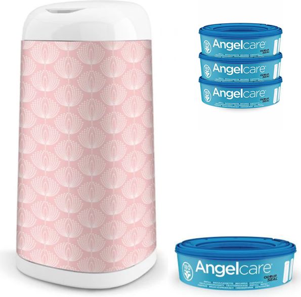 ANGELCARE Koš na pleny Dress Up + 1 kazeta + náhradní kazety 3 ks + potah na koš Flower - obrázek 1