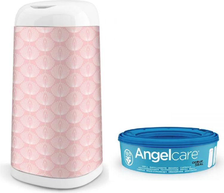 ANGELCARE Koš na pleny Dress Up + 1 kazeta + potah na koš Flower - obrázek 1