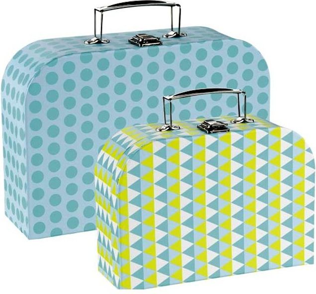 Kufřík dětský - Set 2 kufříků, Modré vzory (Goki) - obrázek 1