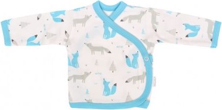 Mamatti Novorozenecká bavlněná košilka zapínání bokem, Liška - bílá s potiskem, Velikost koj. oblečení 50 (0-1m) - obrázek 1