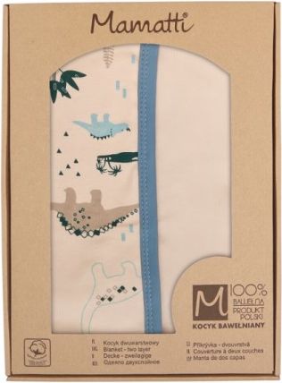 Mamatti Dětská oboust. bavl. deka, 80 x 90 cm, v dárk. krabičce Králíček - krémová, modrá - obrázek 1