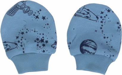 Mamatti Kojenecké rukavičky Vesmír, modré s potiskem - obrázek 1