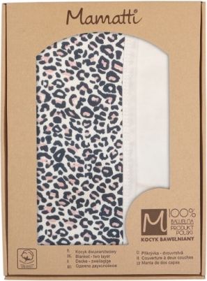 Mamatti Dětská oboustranná bavlněná deka, 80 x 90 cm, Gepardík, bílá se vzorem - obrázek 1
