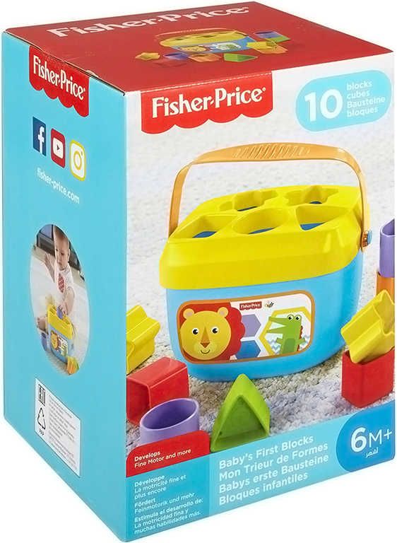 FISHER PRICE Baby moje první vkládačka set kyblík + 10 kostek plast pro miminko - obrázek 2