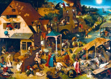 Pieter Bruegel the Elder - Netherlandish Proverbs, 1559 - Bluebird - obrázek 1