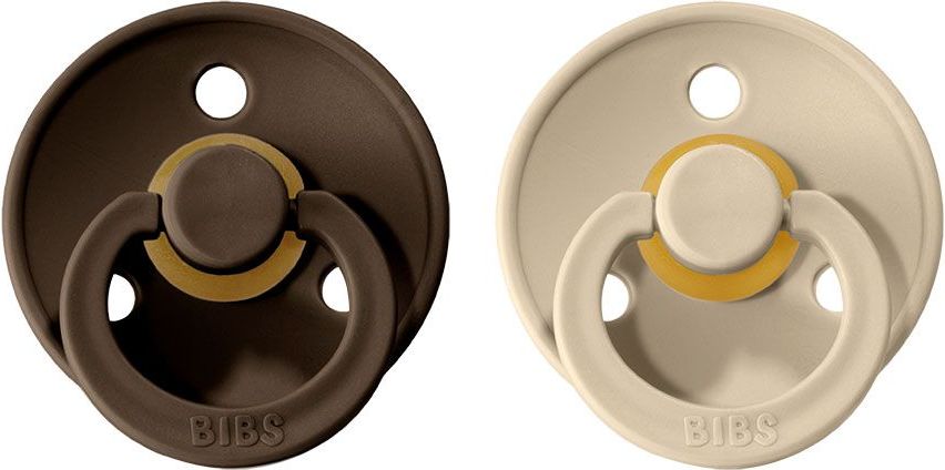 Šidítko kulaté Kaučuk 2 ks Bibs Colour Vanilla / Dark Oak 0-6 měsíců - obrázek 1