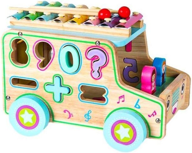Dřevěné edukační auto s xylofonem EcoToys - obrázek 1