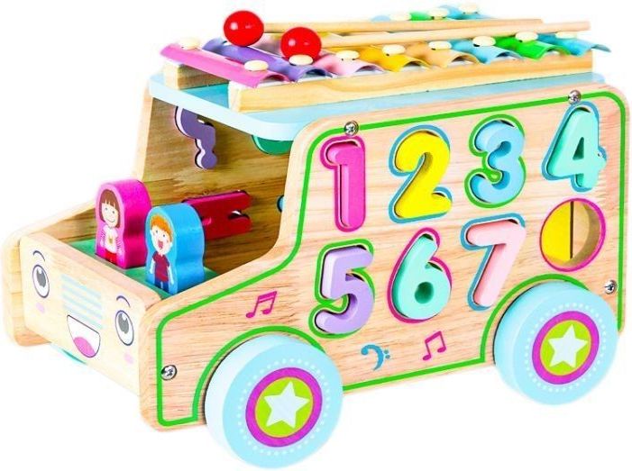 Dřevěné edukační auto s xylofonem EcoToys - obrázek 2