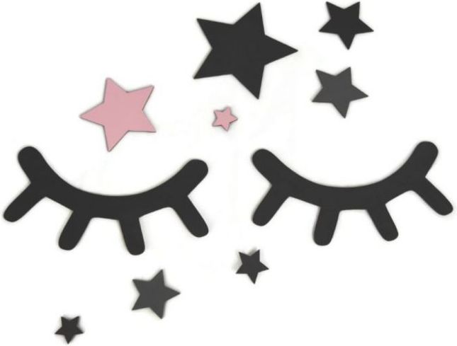 Adam Toys Dekorace na zeď - Spící očka s hvězdičkami, růžové - obrázek 1