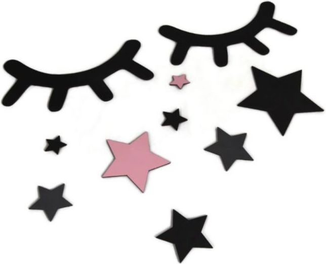 Adam Toys Dekorace na zeď - Spící očka s hvězdičkami, růžové - obrázek 2