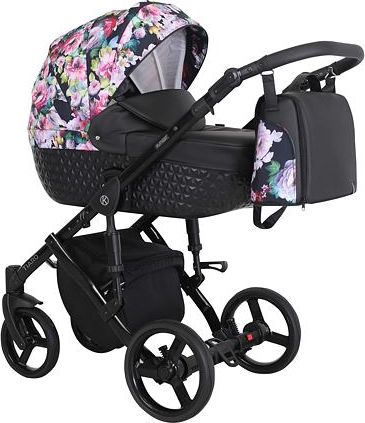 Kočárek Kunert Tiaro 2021 trojkombinace Černý rám - black/flowers - obrázek 1