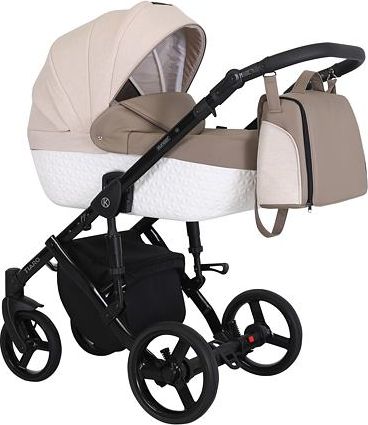 Kočárek Kunert Tiaro 2021 trojkombinace Černý rám - white/beige - obrázek 1