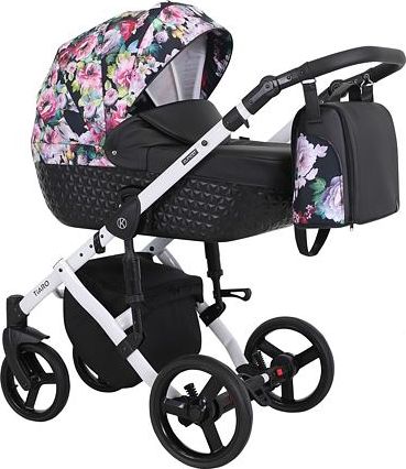Kočárek Kunert Tiaro 2021 trojkombinace Bílý rám - black/flowers - obrázek 1