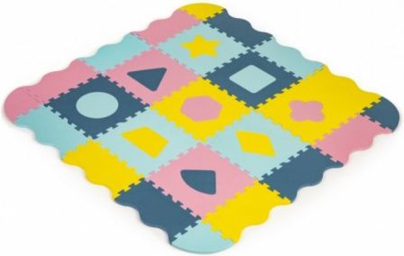 ECO TOYS Dětské pěnové puzzle 121,5x121,5cm, hrací deka, podložka na zem Tvary, 37 dílů - obrázek 1