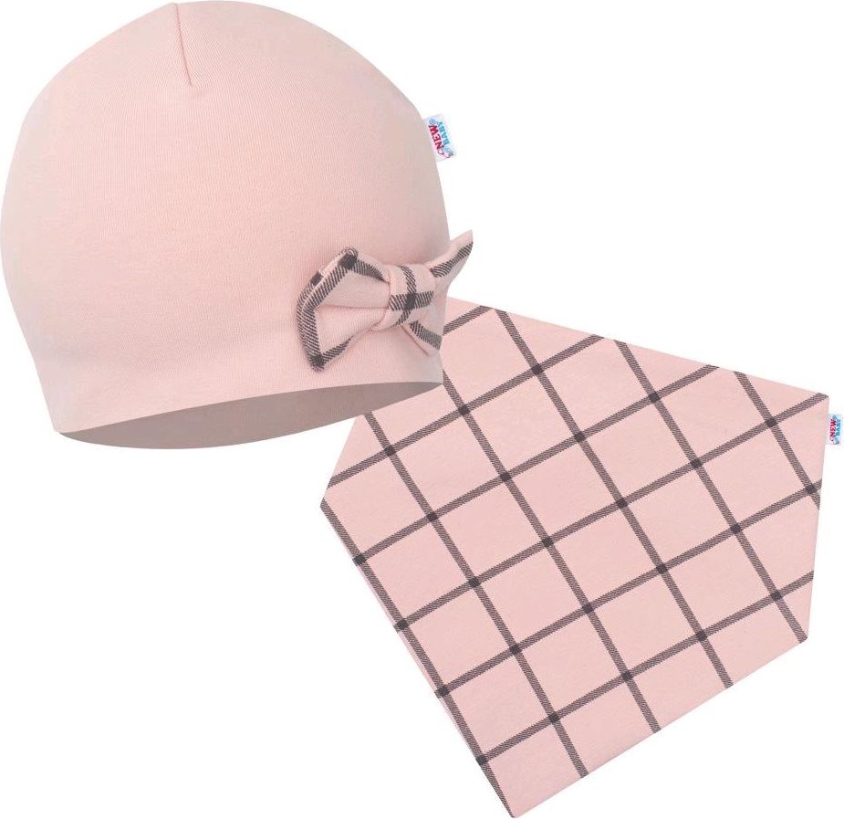 Kojenecká čepička s šátkem na krk New Baby Missy růžová 92 (18-24m) - obrázek 1