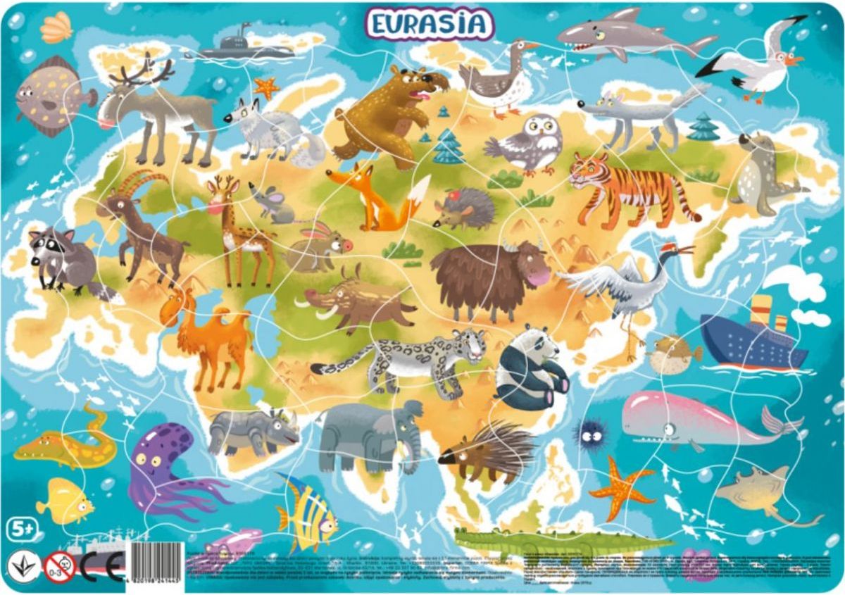 DoDo Puzzle Zvířata Euroasie 53 dílků - obrázek 1